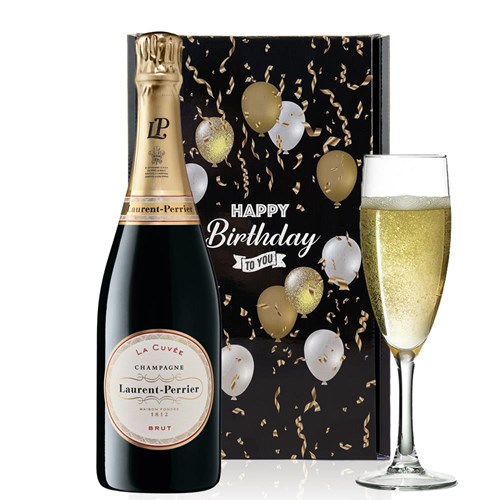 Laurent Perrier La Cuvee Champagne 75cl And Flute Happy Birthday Gift Box